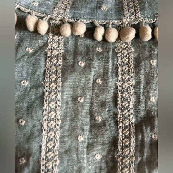 Zara Boho Blouse, Soft Green with Eyelets - Picture 7 of 8